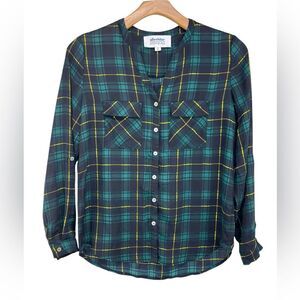 Alice Blue for Stitch Fix Boulder Button Down Blouse Green Black Plaid Womens MD